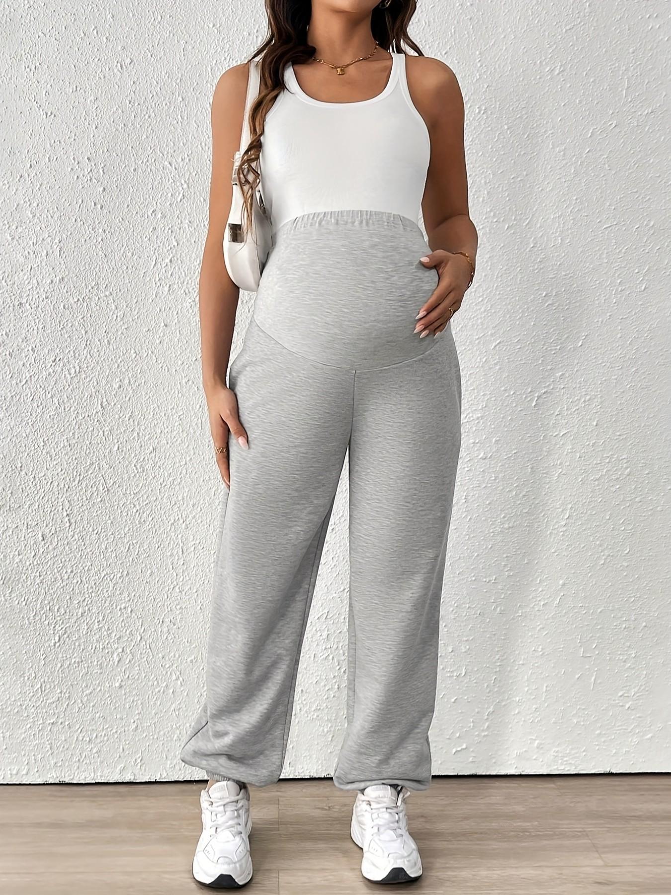 Maternity Leggings with Abdominal Support, Summer Casual, Stretchy, Versatile, Sporty Maternity Cropped Pants, Loose Sweatpants