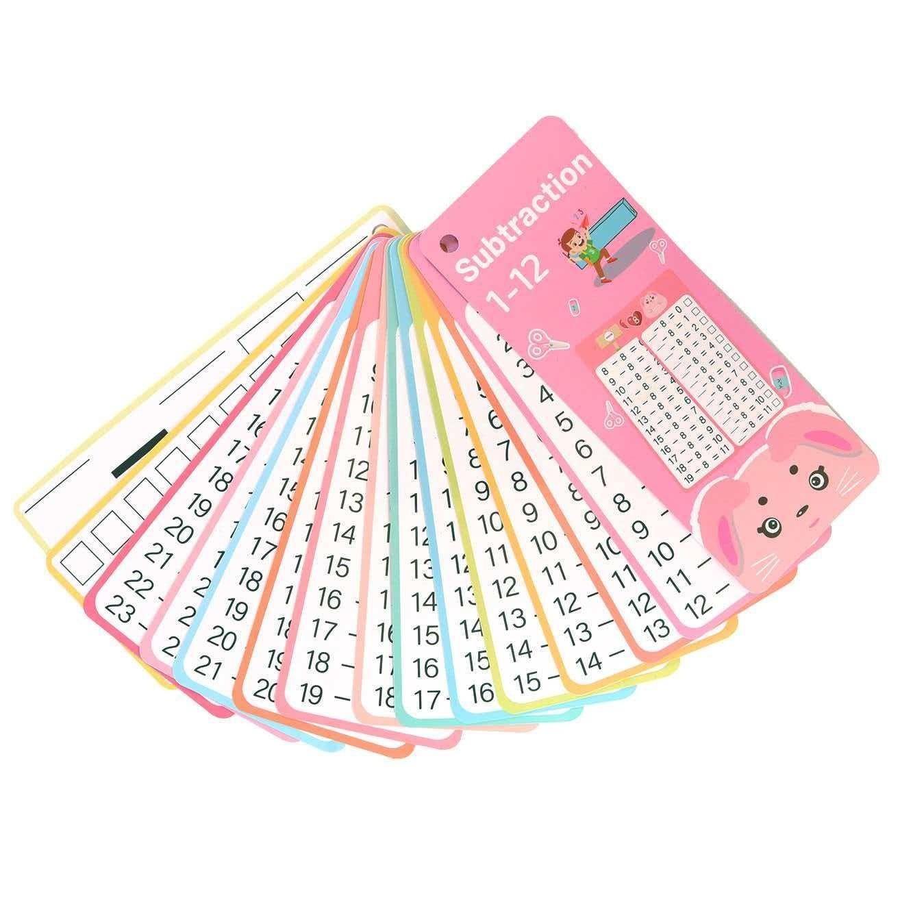 Cross-Border Flashcards 15 Math Subtraction Number Cards Erasable Reusable Learning Cards Educational Toy Set with Two Pens and One Ring