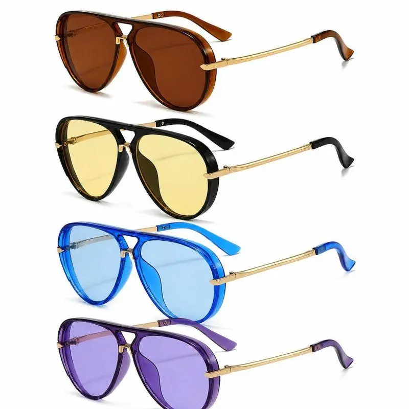 Women's Aviator Sunglasses - 2026 Bright 60s Aesthetic Full-Rim, Multicolor Gradient Lens, Lightweight Eyewear, Stylish Accessories for Fashion-Conscious Individuals, Outdoor Beach Use, Unisex Classic, Casual
