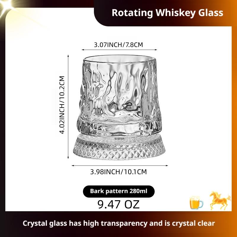 Luxury Whiskey Glass Rotating Cup, Crystal Glass Wine Cup, Home Use Beer Mug, High-End Barware, Elegant Drinkware for Special Occasions