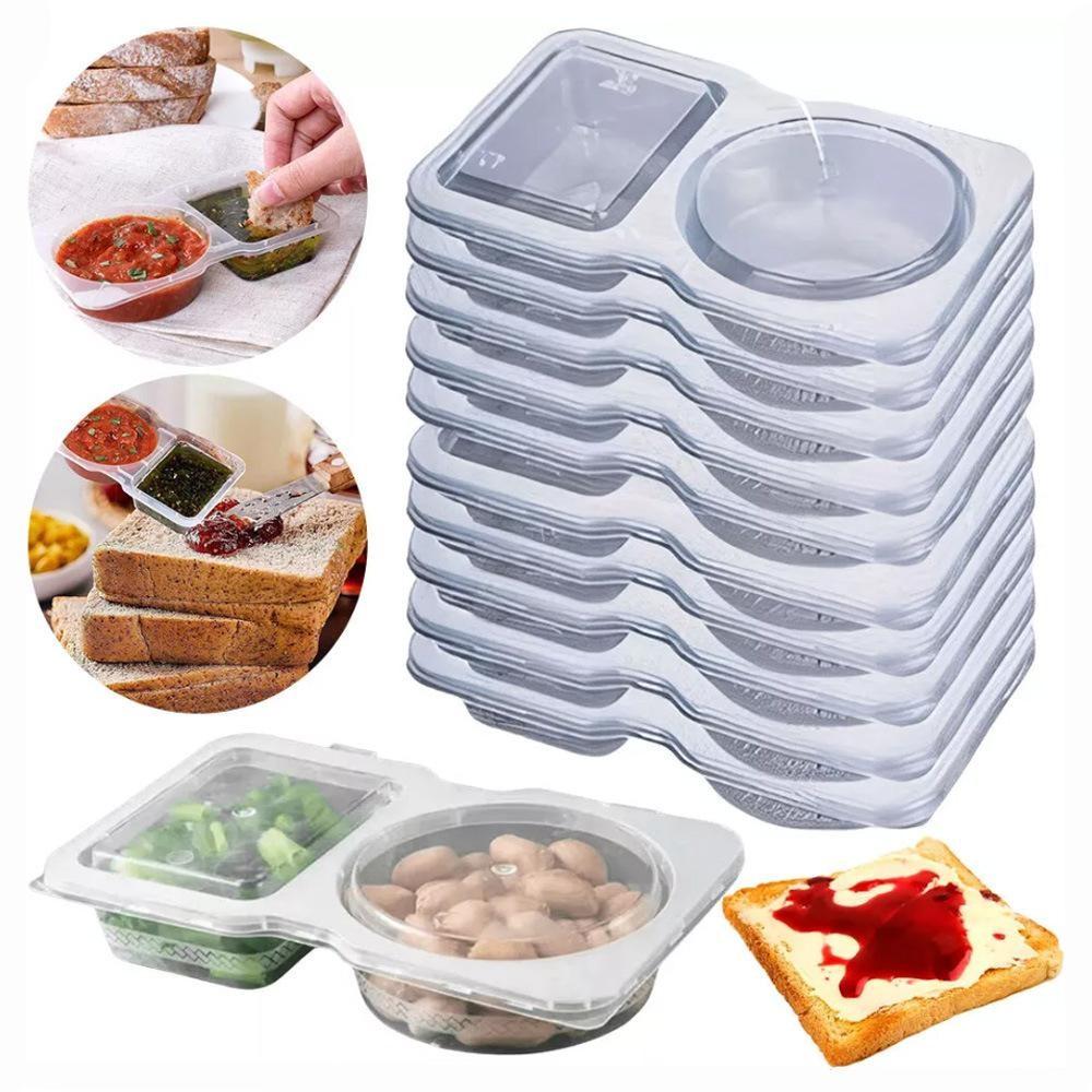 10/30pcs Transparent Reusable Snack Containers Set with Lids, Stackable Plastic Dual-Layer Leak-Proof Food Storage, Portable Kitchen & Camping