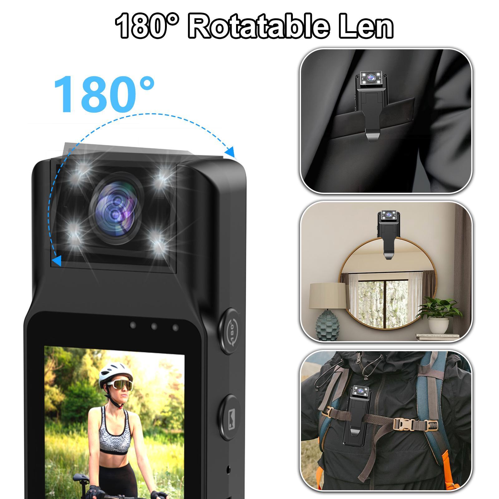 1080P Portable Sports Camera, Wearable Action Camera with 1.3'' LCD Display & 180 Degree Rotation Lens, Wireless WiFi Hotspot Body Cam for Outdoor Sport, Video Recording Camera