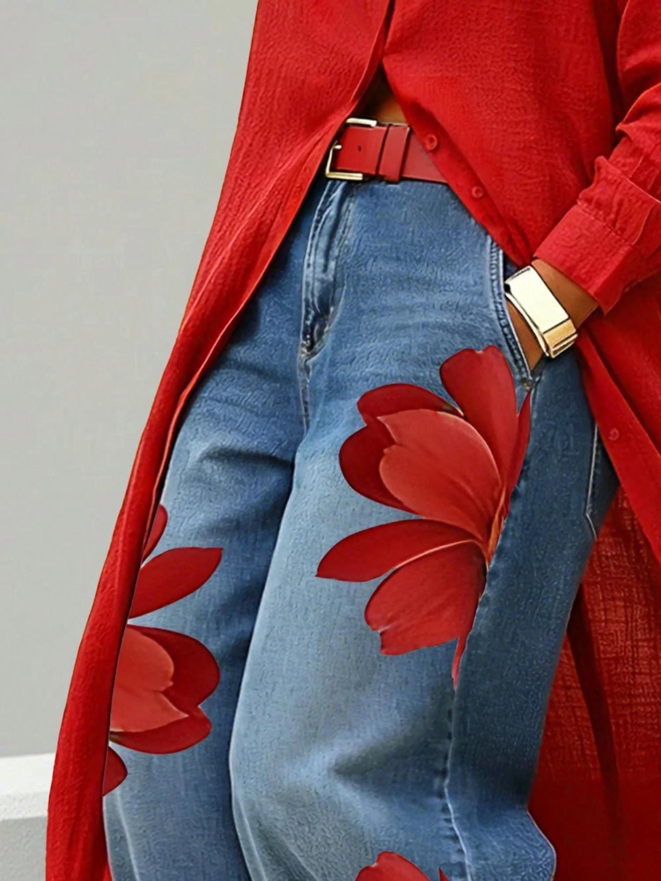【Yazzy Exclusive】Women's Floral Print Wide-Leg Trousers, High-Waist Relaxed Fit, Casual All-Seasons Style, Yazzy Exclusive Fall Fashion 2026