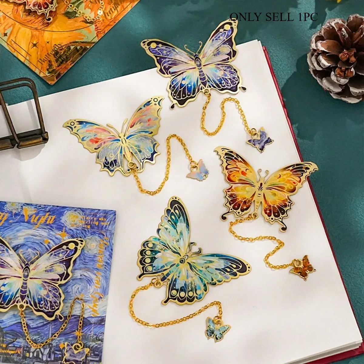 Vintage Oil Painting Butterfly Bookmark, Reading Page Clip, Graduation Gift