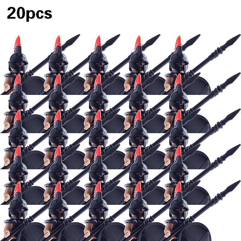 2026 new Medieval Military Sets Action Figures Building Blocks Bricks Roman Knight Spartan Soldier Helmet Sword WeaponsToys For Children