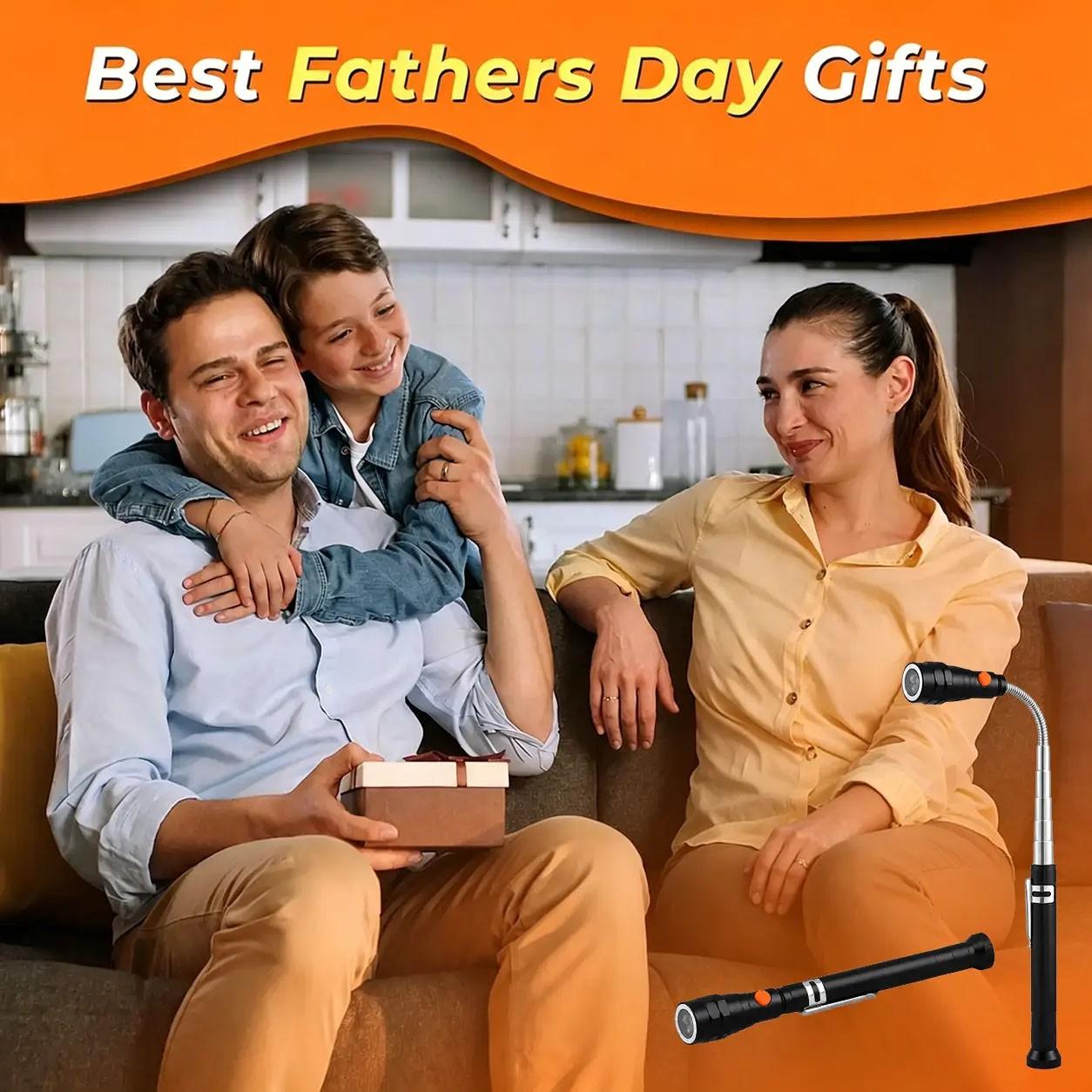 Adjustable Magnetic Pickup Tool with LED Flashlight, Ideal Gift for Men, Father's Day Present, Birthday Gift for Dad