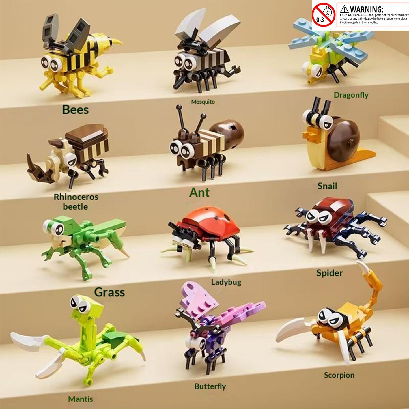 Compatible Lego Insect Toy Simulated Animal Fun 3D Puzzle Building Blocks Early Education Intelligence Cartoon Toy
