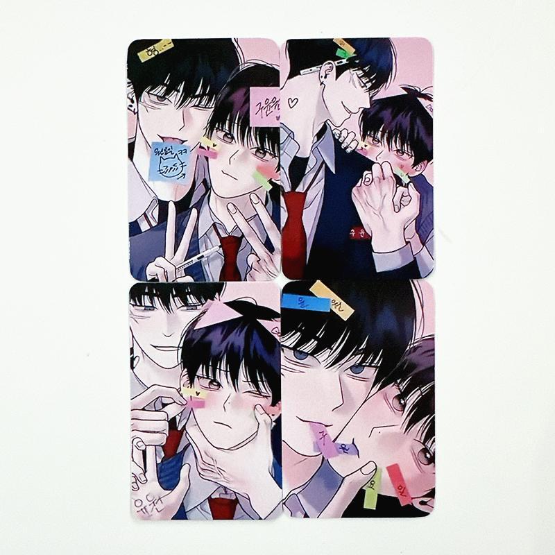 4 Pcs/Set Korean Manhwa Lomo Card Won Yaori, Koo Yunwon Manga Characters 3 Inches Photo Cards Cosplay Gift