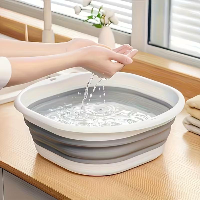 Space-Saving Foldable Wash Basin, Durable Plastic, Ideal for Home, Dormitory, Camping, Compact Design, Must-Have Back-To-School Item