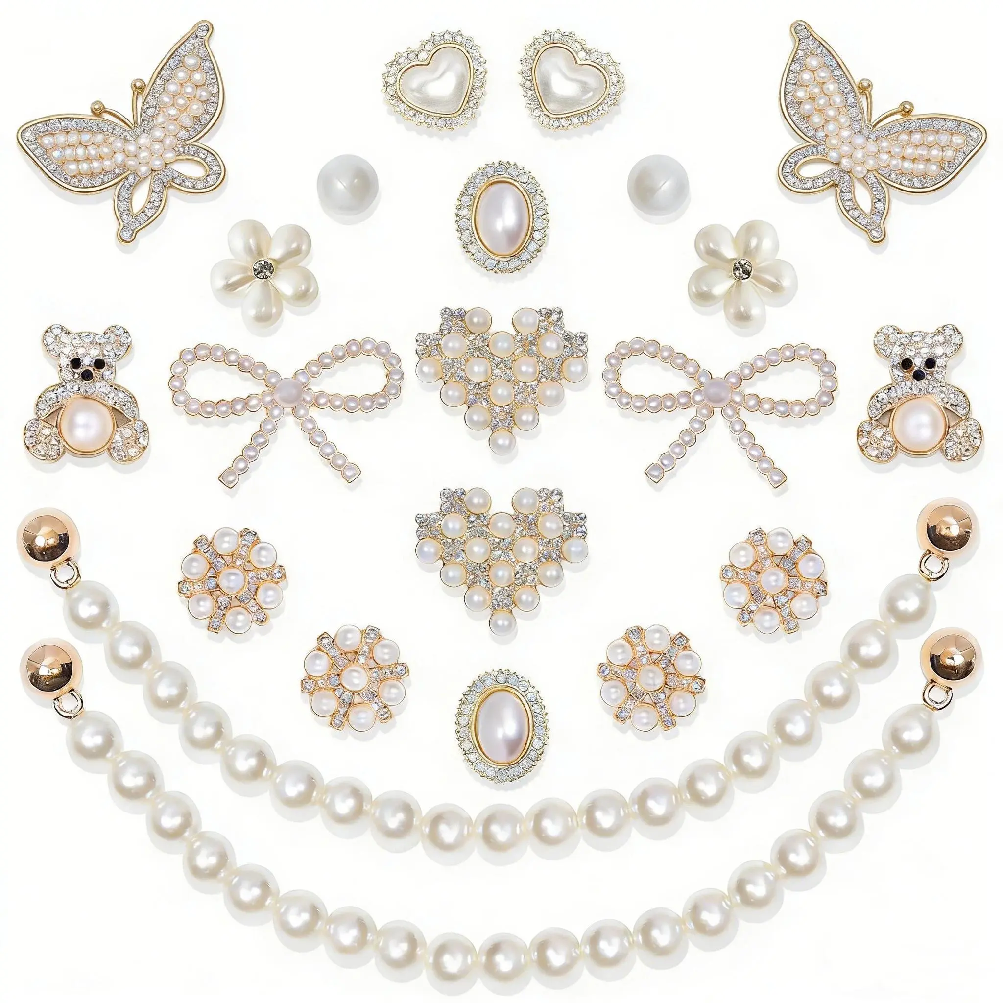 SOGLLQAM Shoe Charms for Women – Pearl & Flower Rhinestone Chain Shoe Decorations, Bling Accessories for Party & Birthday Footwear Shiny summerwins