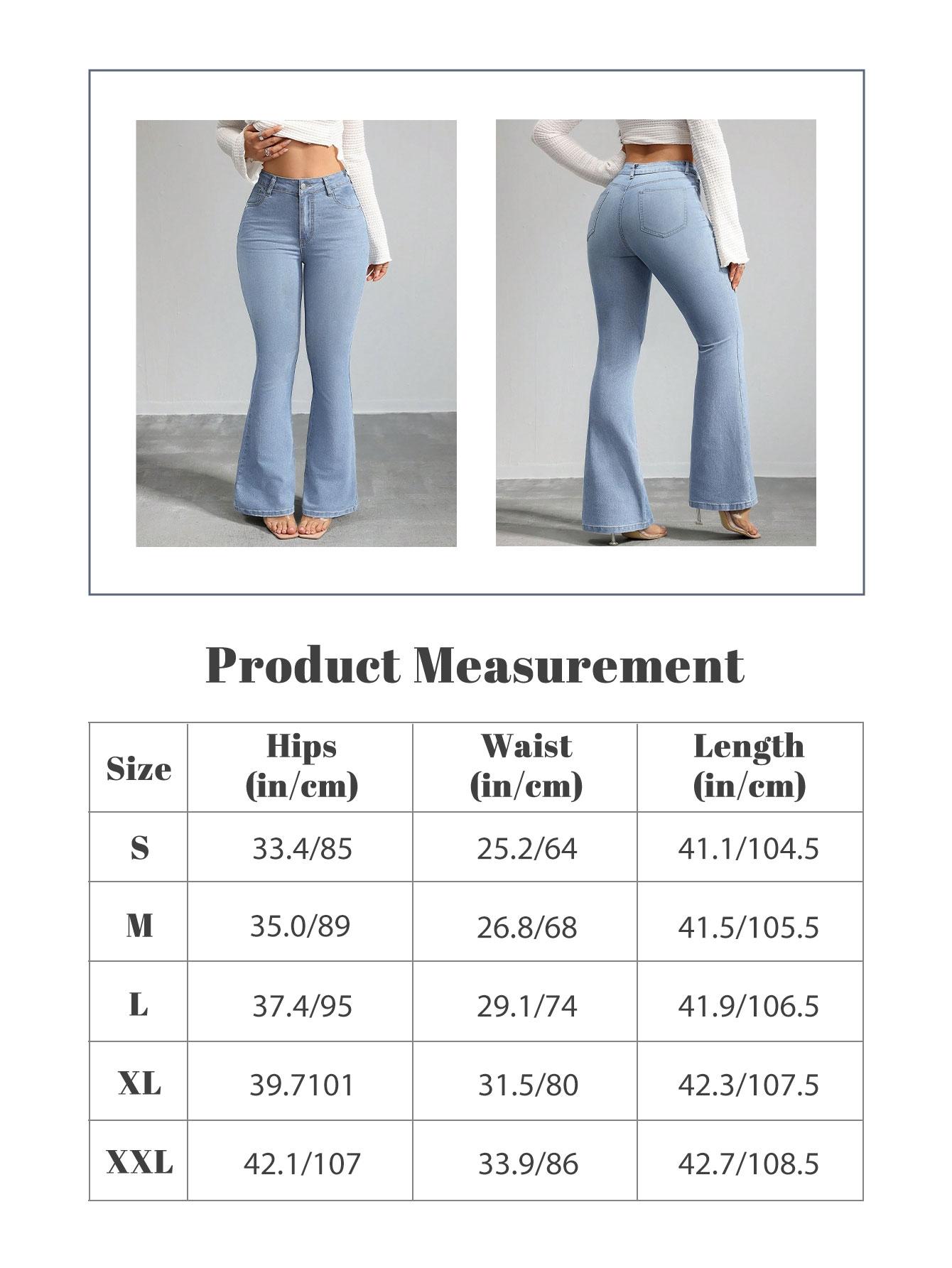 GILIPUR Y2K Women's Plain Flare Leg Jeans Casual Button Fly Pocket Design Bell Bottom Denim For Daily Wear Ladies Bottoms For All Seasons Starched Jeans Girls Brielle 90s Jeans Bell Bottoms Jeans Cute Jeans Stretch Skinny Flared Pants
