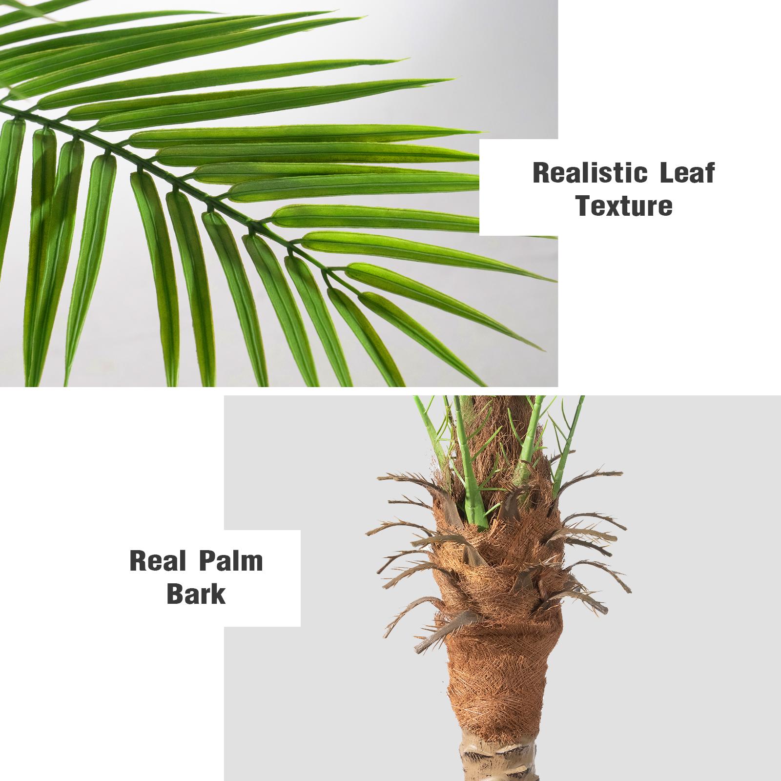 Artificial Phoenix Palm Tree Faux Plant 7/8/9 Feet With 18 Adjustable Leaves Outdoor Indoor Decoration Fake Plants Decorative Fruits Outdoor Tall Plants Artificial Greenery Decorations Wedding Party Outdoor Front Porch Decor