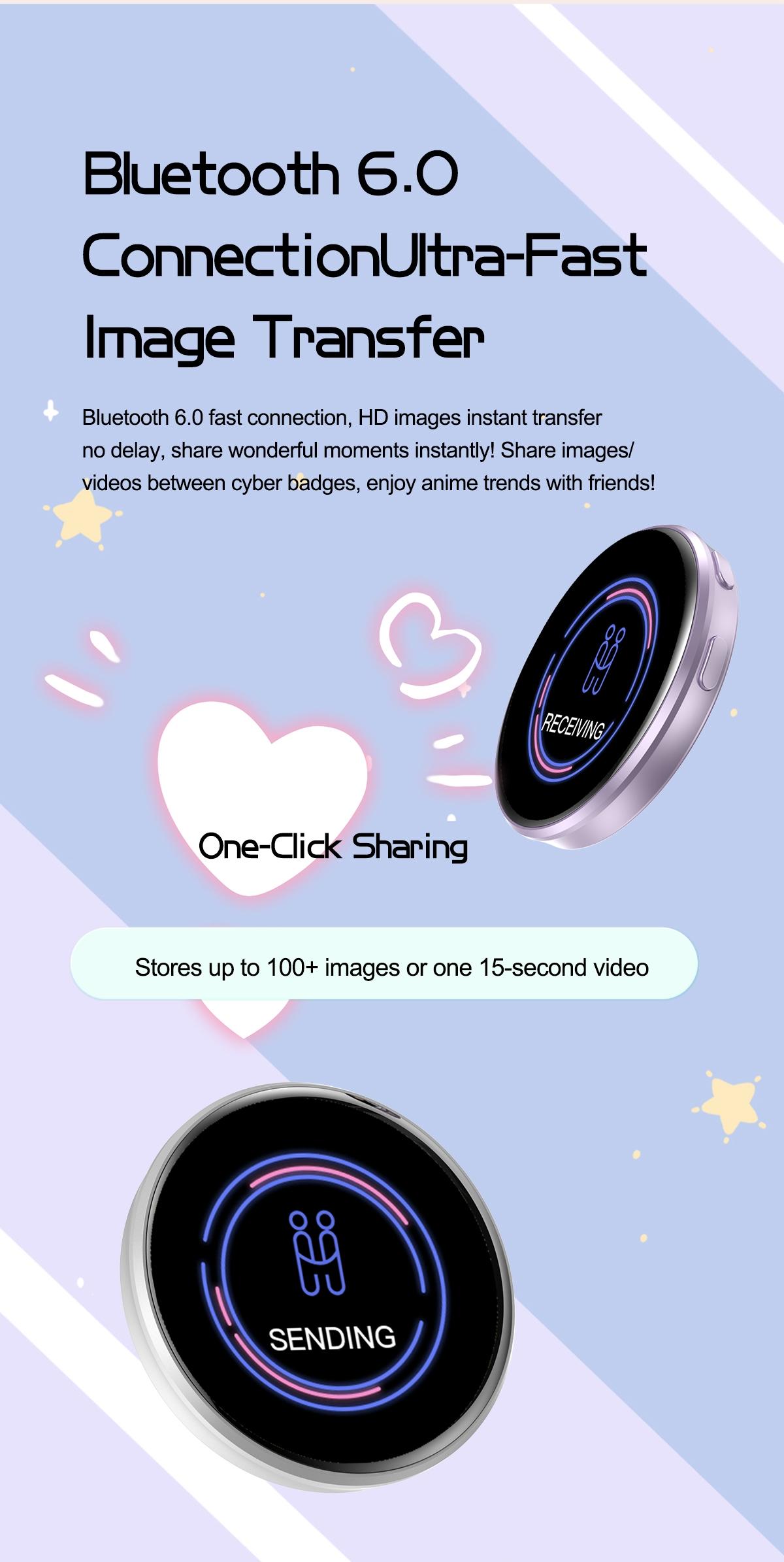 Electronic beep, mini screen projection, anime-themed accessories, 2D anime-style food beep electronic badges, authentic Bluetooth smart electronic photo album.