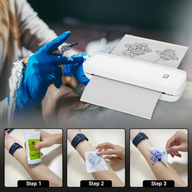 Christmas Gift, A4 Thermal Printer, Tattoo Paper Printer, Print Papers, Labels, Texts, Notebooks, Transfer Papers, Photos, Travel & Office Use, Portable Thermal Printer