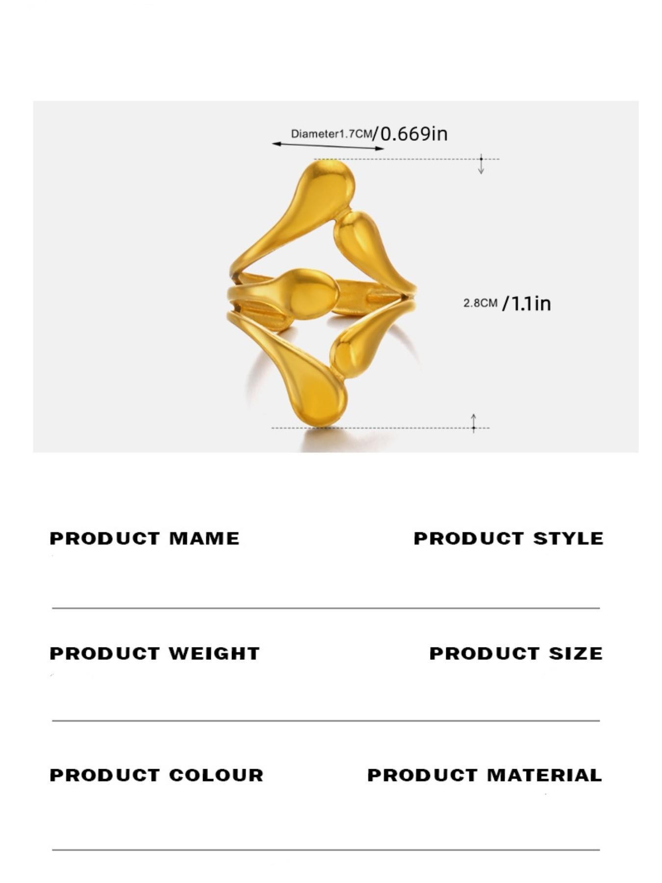 Trendy Liquid Metal Open Ring, Elegant Teardrop Design, Waterproof and Fade-Resistant, One Size Fits All, Perfect for Layering, Ideal for Fashionistas