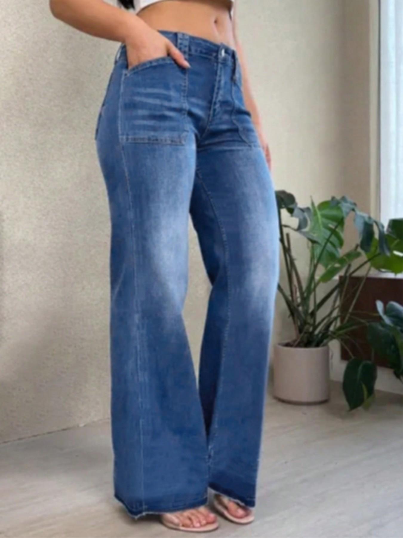 Women's Loose Straight Leg Denim Jeans, Comfortable Casual Style, Perfect for Daily Wear and Outdoor Activities, T-chic