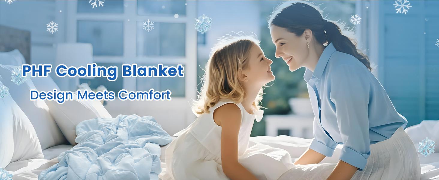 PHF Soft Cooling Blanket for Hot Sleepers and Night Sweats, Summer Cozy Breathable Blanket, Q-MAX>0.45 Absorb Body Heat & Dual-Sided Cool Design, Ideal Gift