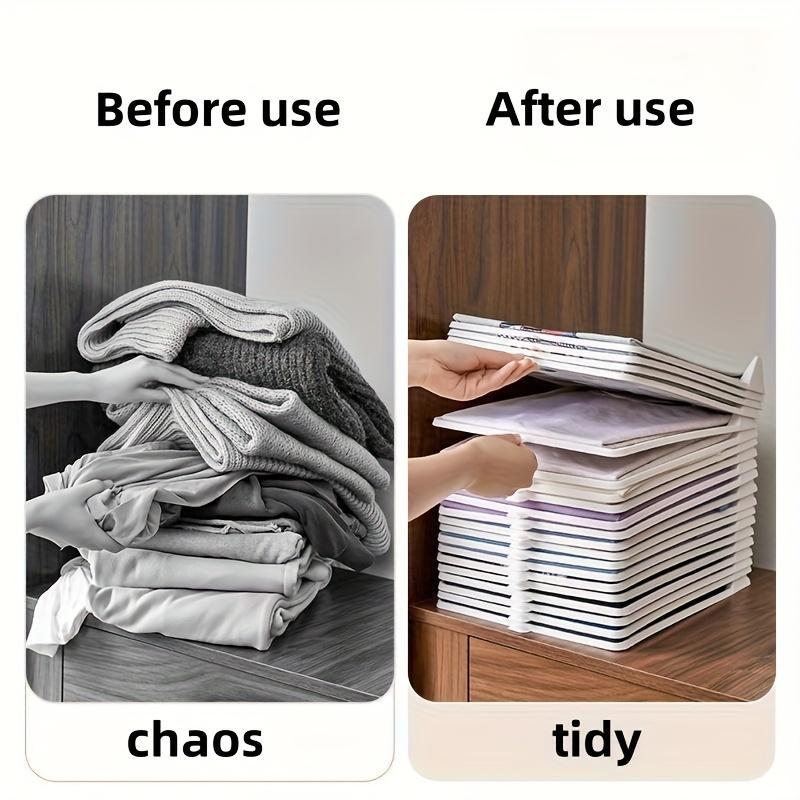 20pcs Stackable Clothes Folders, Portable Lightweight Plastic Shirt Organizer, Space-Saving Compact Storage for Wardrobe & Closet, Neutral Color, Durable Plastic Organizers