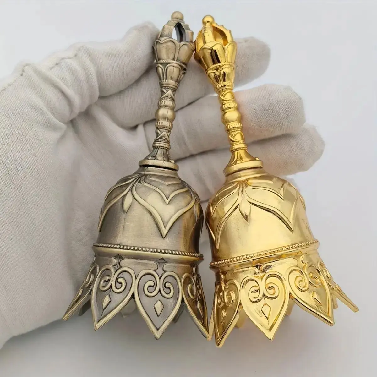 Vintage Gold Metal Alloy Hand Call Bell - Collectible Decor, Vintage Doorbell for Teachers, Home & Classroom Use