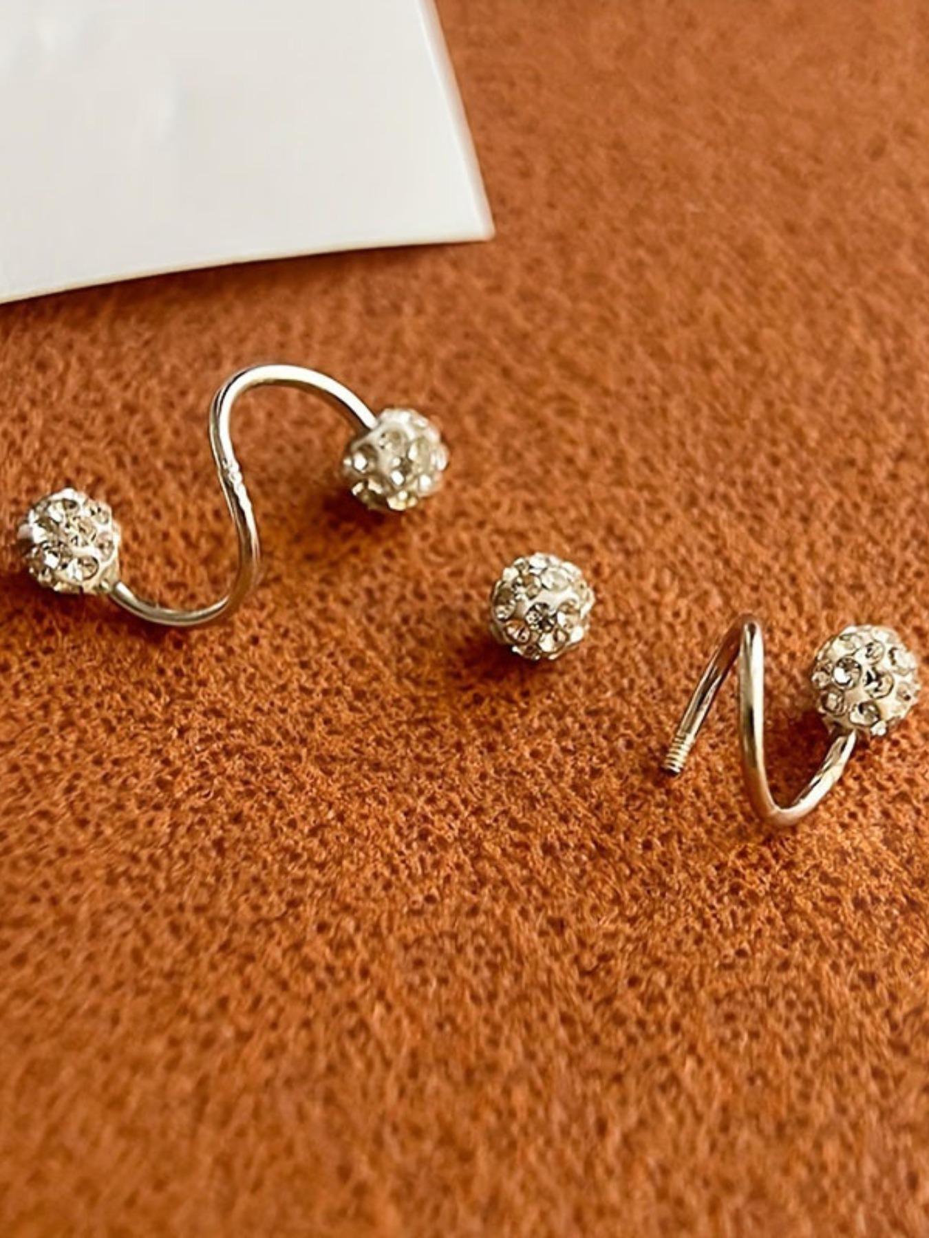 Elegant Women's Irregular Ring Earrings, Simple Sparkling Style, Stainless Steel, Perfect for Weddings and Parties, Jewelry Accessories