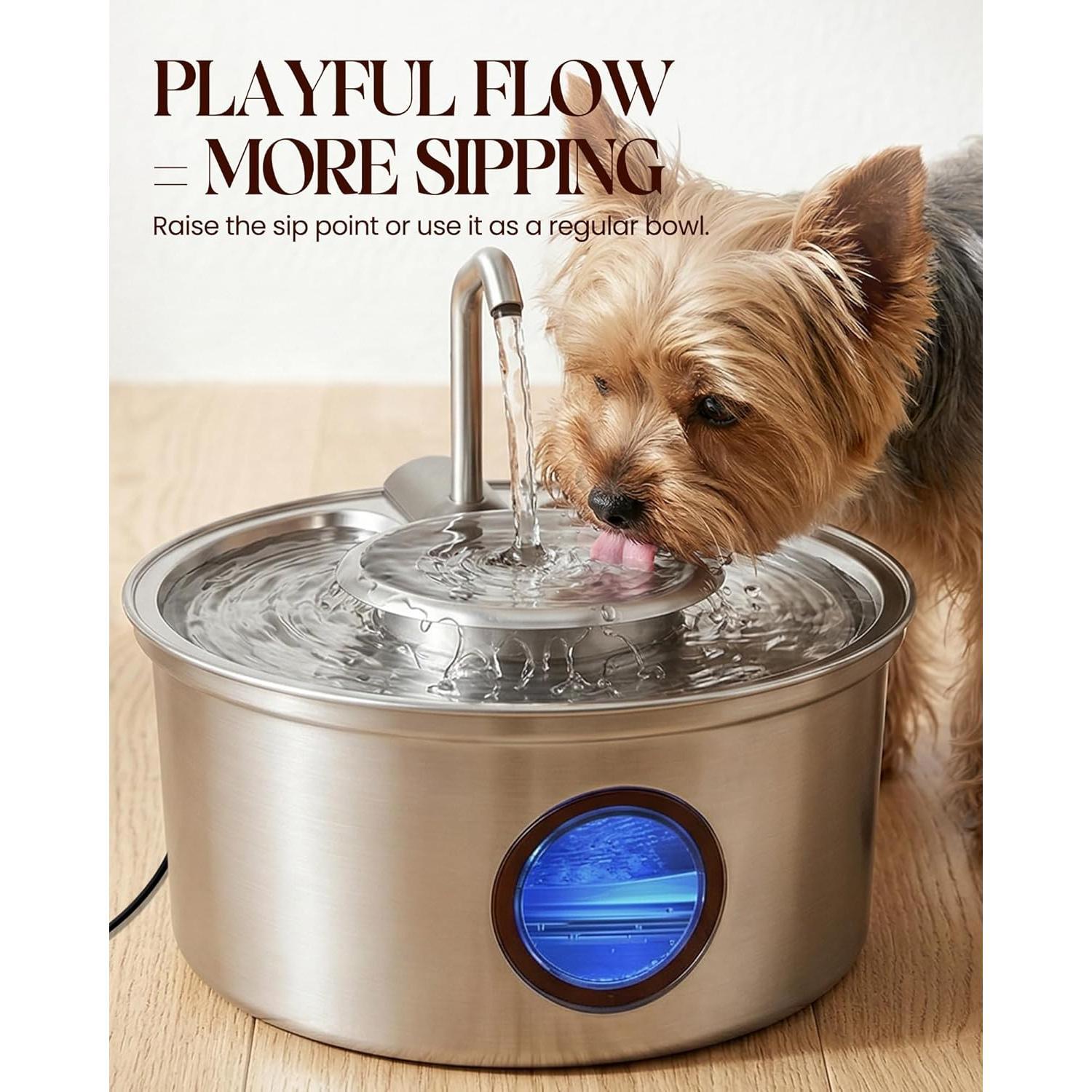 Water Fountain,108oz/3.2L Stainless Steel Fountain and Removable Water Bowl, Fountain with Water Level Window,Quiet Pump,Multi-Filter, Water Tap, Provides Flowing,for Cats Water Fountain,108oz/3.2L Stainless Steel Fountain and Removable Water Bowl, Fountain with Water Level Window,Quiet Pump,Multi-Filter, Water Tap, Provides Flowing,for Cats