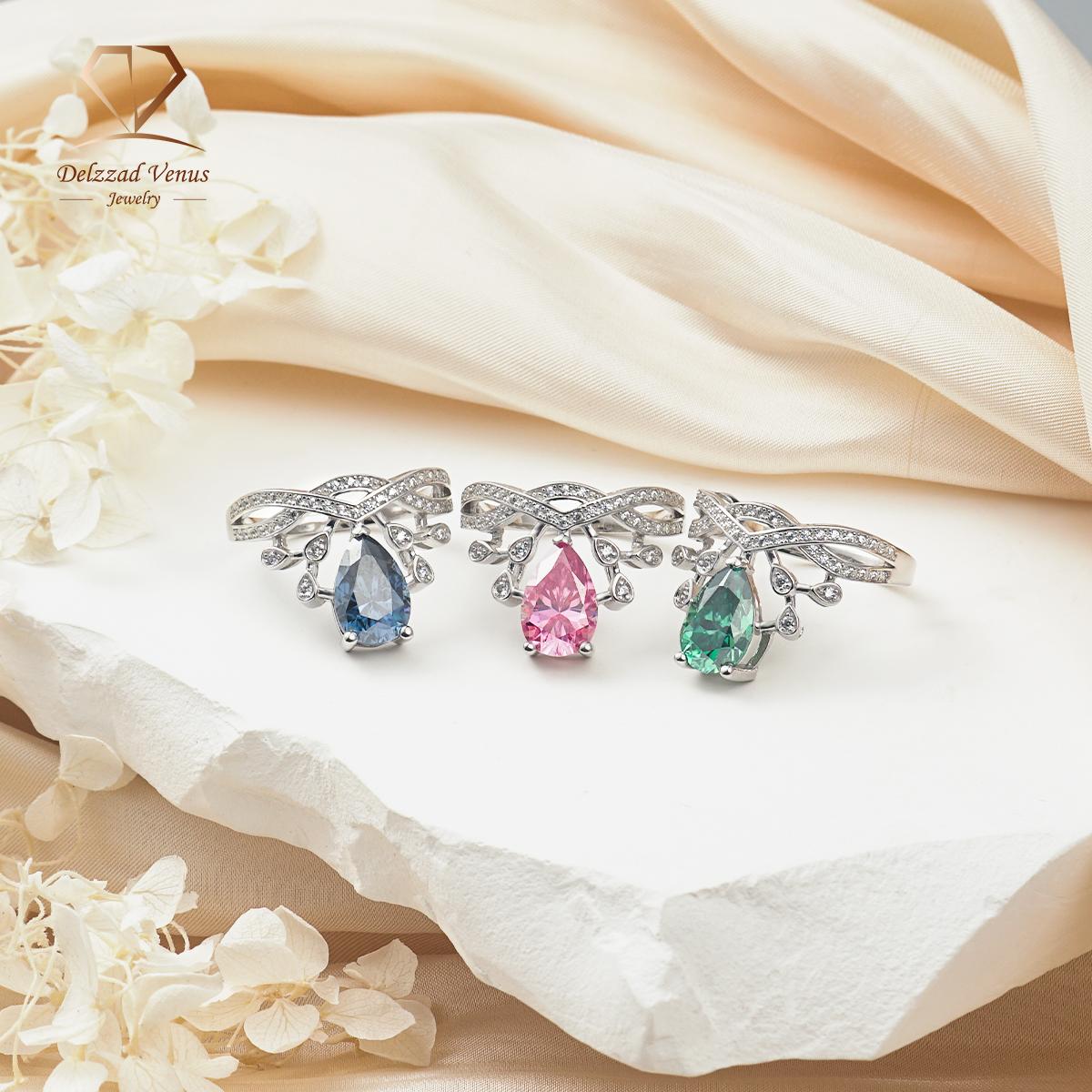 Delzzad 2ct S925 Heart Cut VVS Synthetic Moissanite Sparkling Love Promise/Tiara/Cluster Roses Ring Wedding Anniversary Valentine's Day Gift For Women