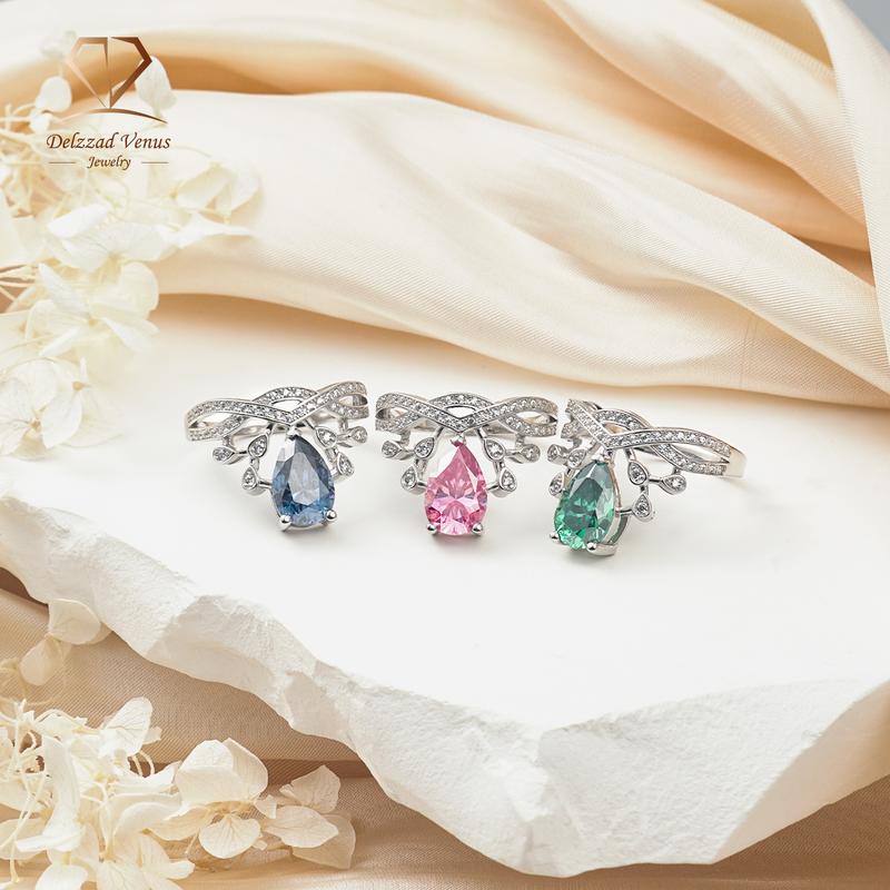 Delzzad 2ct S925 Heart Cut VVS Synthetic Moissanite Sparkling Love Promise/Tiara/Cluster Roses Ring Wedding Anniversary Valentine's Day Gift For Women