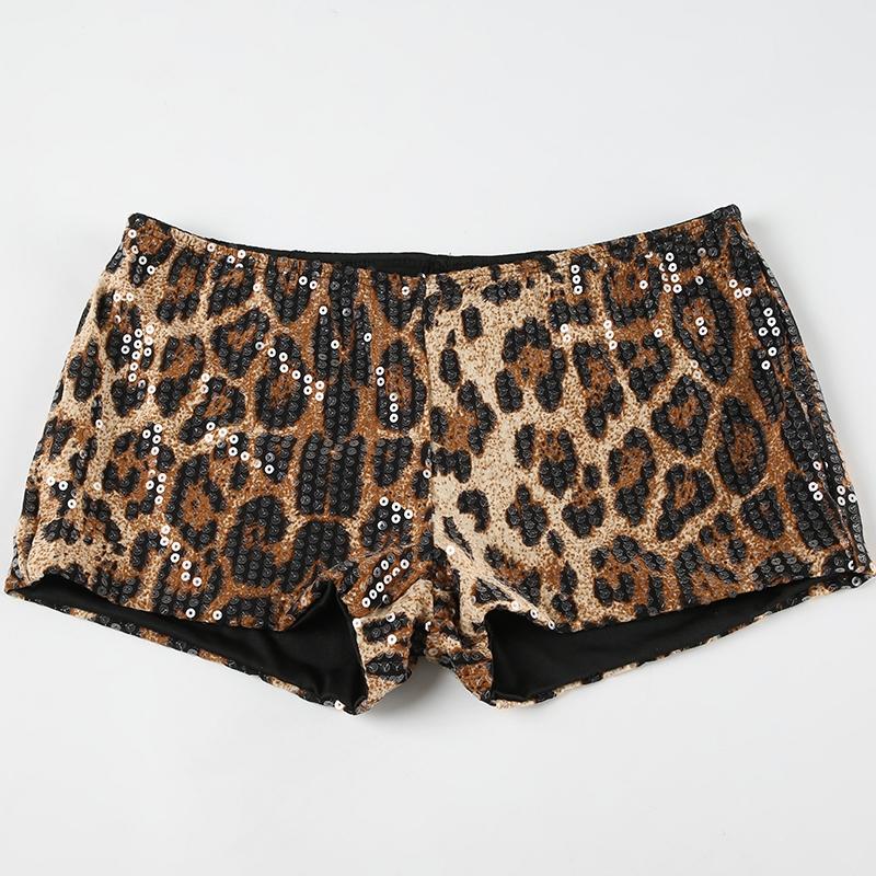Women's Leopard Print Sequins Low Waist Shorts Y2K Street Fashion Sexy Party Festival Shorts Spring Summer Women's Clothing Womenswear Bottoms