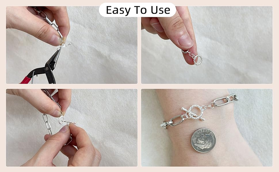 OHINGLT Jewelry Manufacturing OT Bracelet Buckle, 925 sterling silver necklace texture ring toggle buckle T-shaped rod and circular buckle