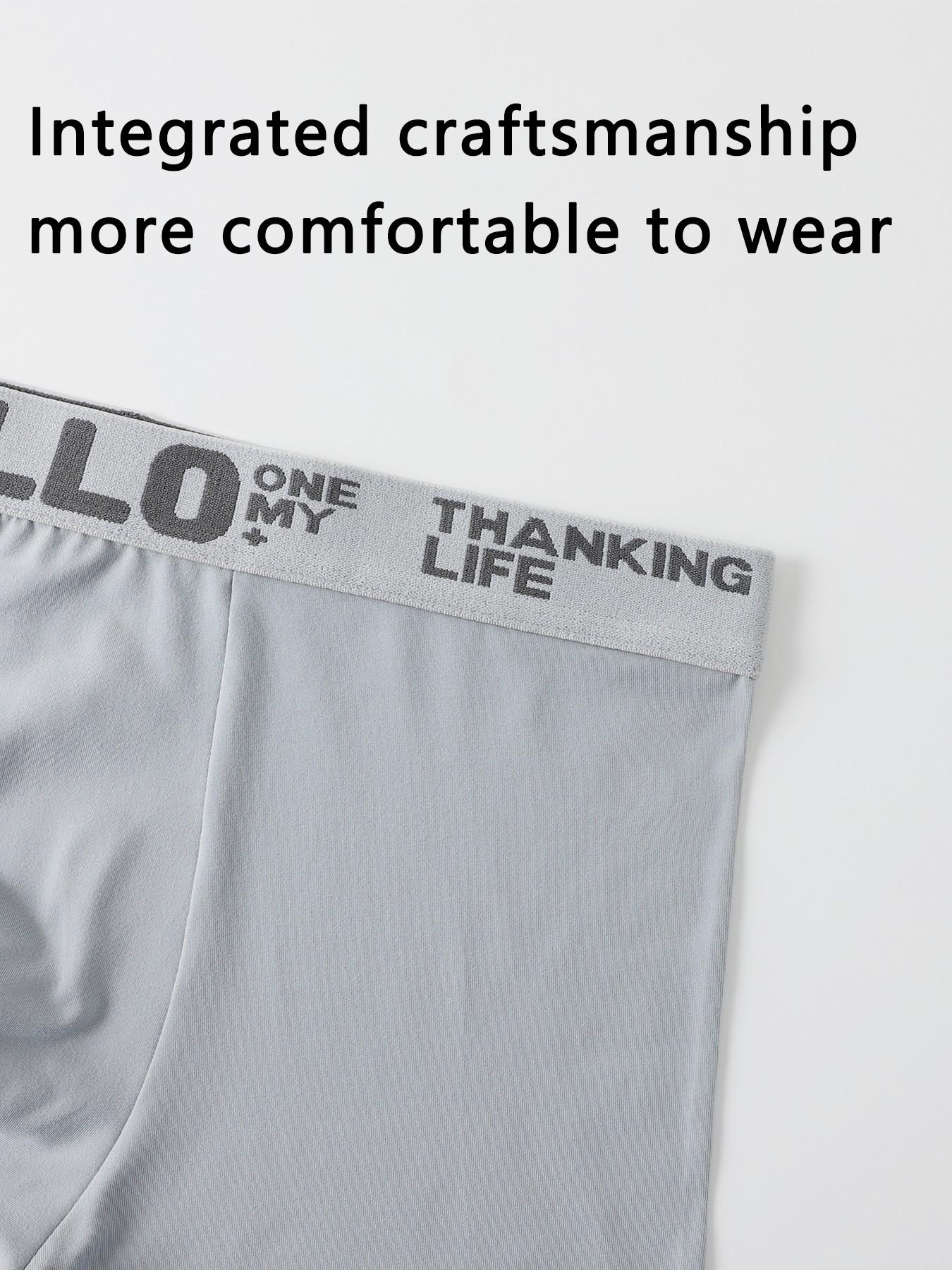 Light gray men's boxer briefs, solid color, soft and breathable, minimalist style men's underwear