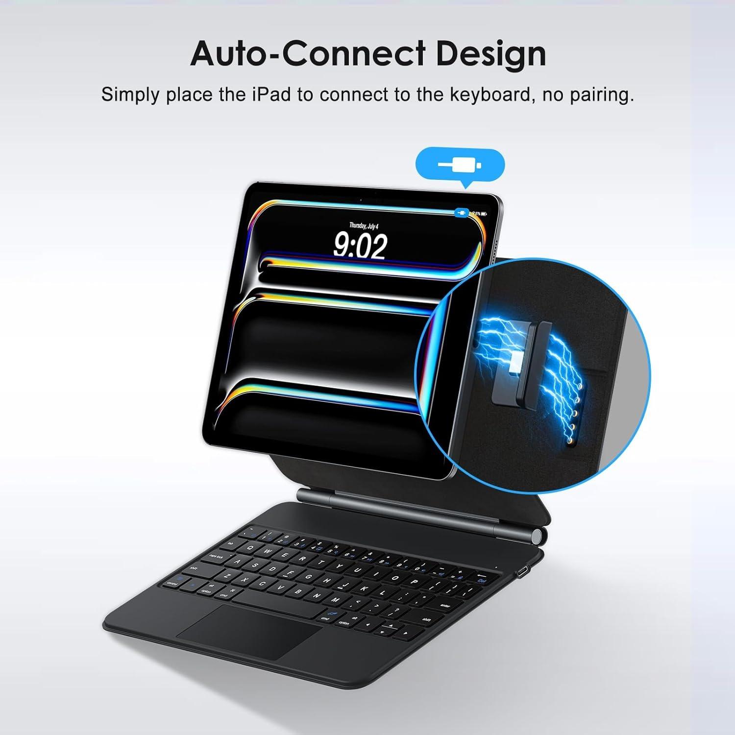 Keyboard Case for iPad Pro 11-inch (M4 2024 / M5 2025), Tablet Keyboard, Magic-Style Magnetic Case with Multi-Touch Trackpad, Floating Cantilever Stand Compatible with iPad Pro 11 inch