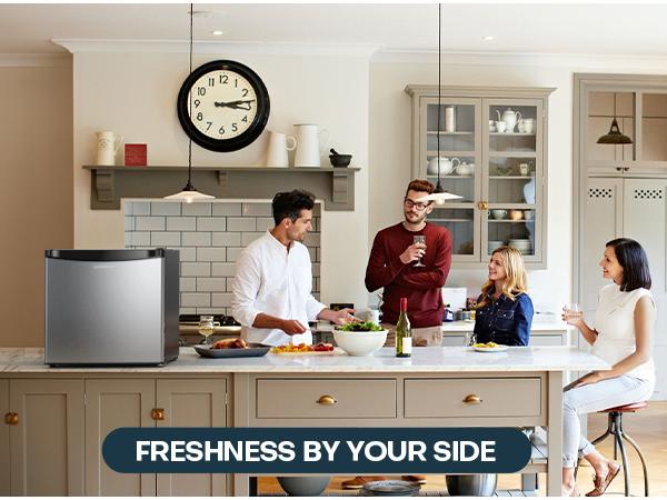 Upstreman mini fridges 1.7 Cu Ft with Freezer FR17 Adjustable Thermostat Energy Saving Low Noise Single Door Compact Refrigerator for Dorm Office Can Bedroom white fridge mini  brands Small pantry drink fridge skincare fridge Portable