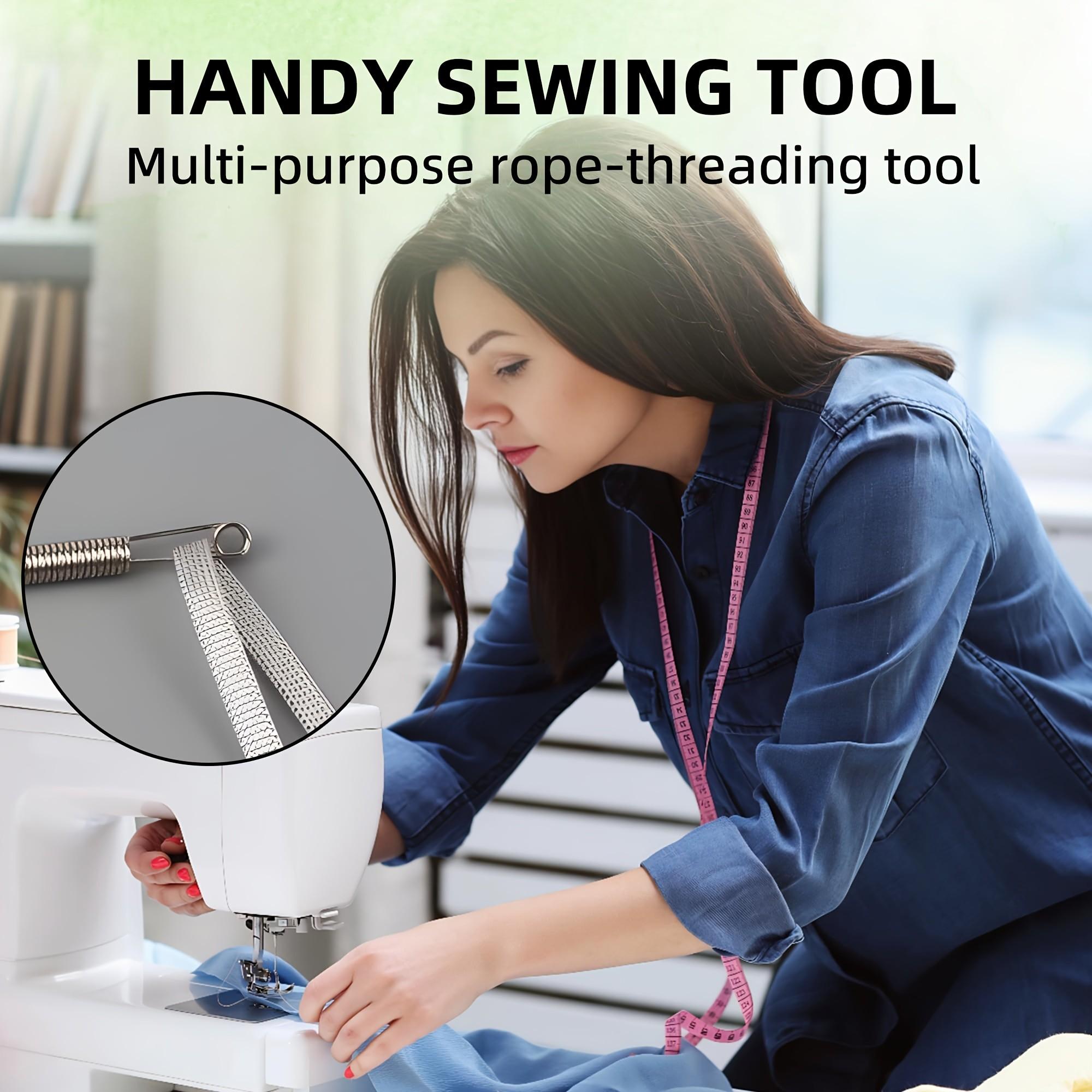 Spring Loaded Drawstring Threader Tool 4pcs, Stainless Steel Elastic Cord Rope Repair Clip, Easy DIY Replacement for Pants Hoodies Sweatpants Shorts