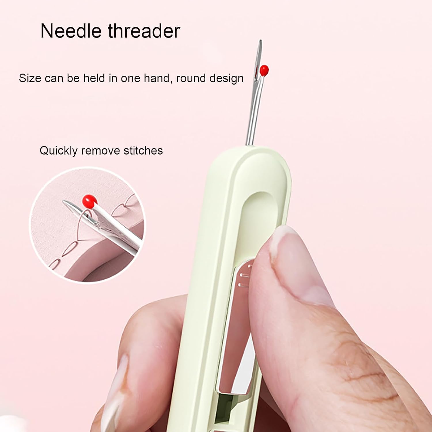 2Pcs Plug-in Needle Threader, 2 in 1 Threading and Thread Removal Tools, Stretchable Remover Needle Threading Tool for Hand Sewing Knitting Craft Quilting Supplies Seamless Stitching