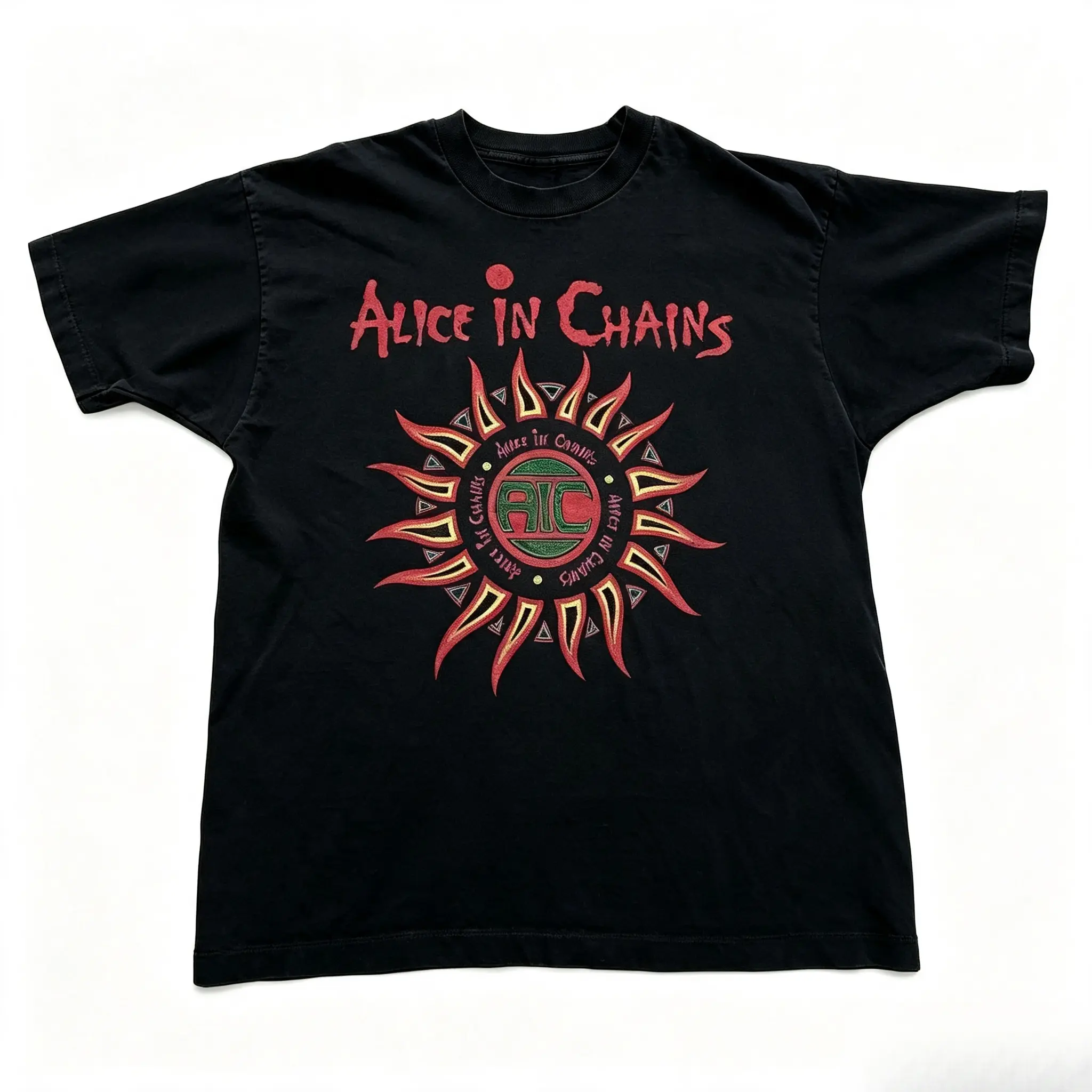 Women's Vintage 90s Alice In Chains Cotton Sun Shirt - Grunge Print Short Sleeves Unisex Fit Grunge Rock Band Merch, Summer Casual Streetwear Aesthetic Boho Graphic Top, Gift Option, Clothes