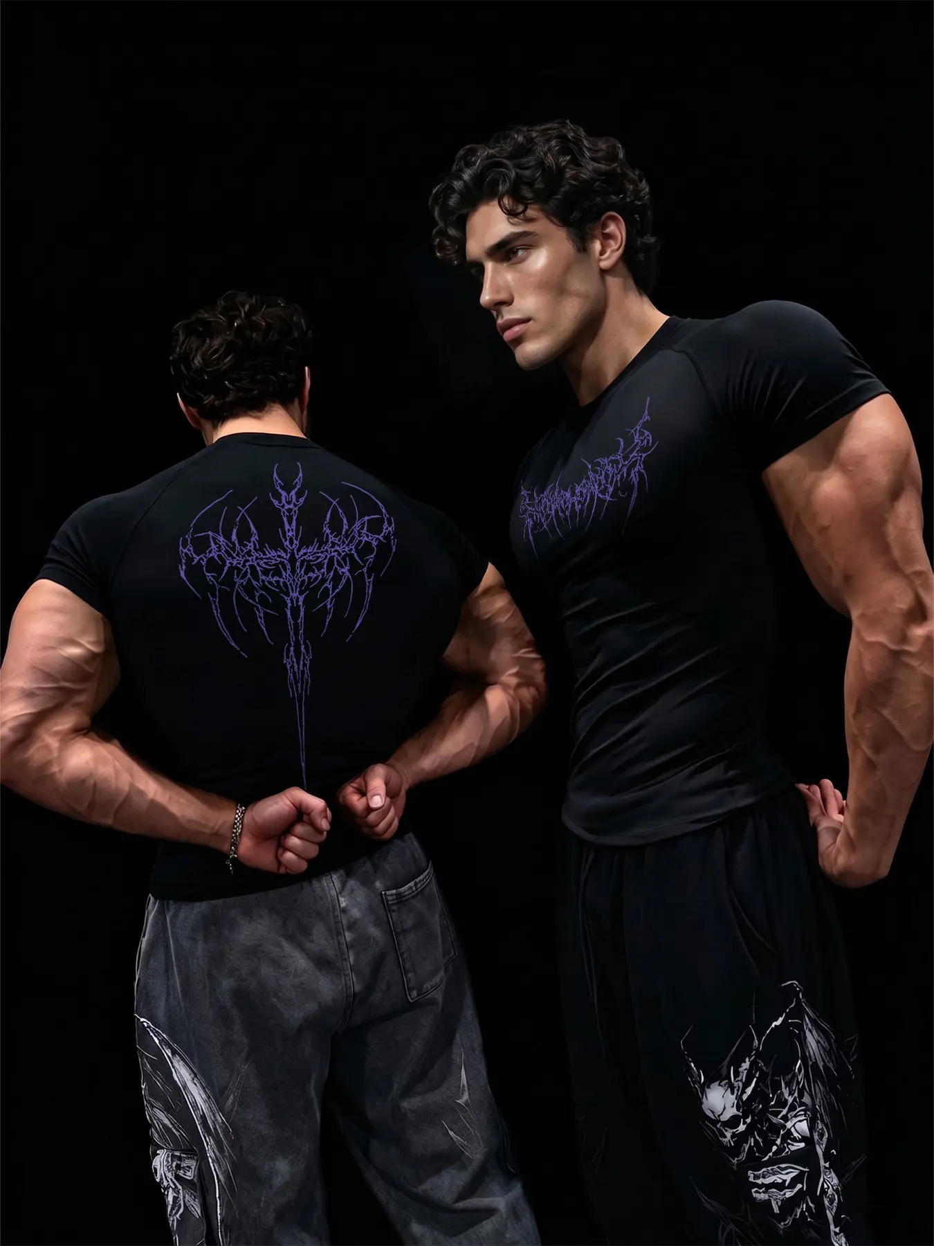 Men's Thorns Print Short Sleeve Compression Shirt, Gym Workout Running T-shirt Tees Tops, Summer Quick Drying Round Neck Tee Top, Gymwear Activewear Baselayers Undershirts, Compression Sports Tops
