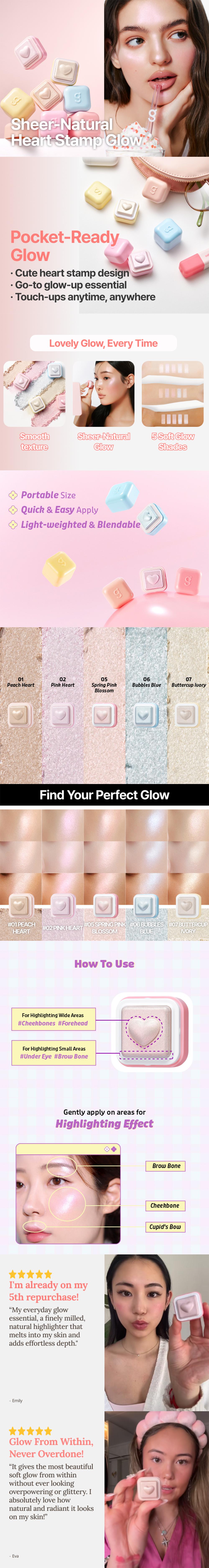 Colorgram Milk Bling Heartlighter – silky highlighter for radiant, long-lasting glow