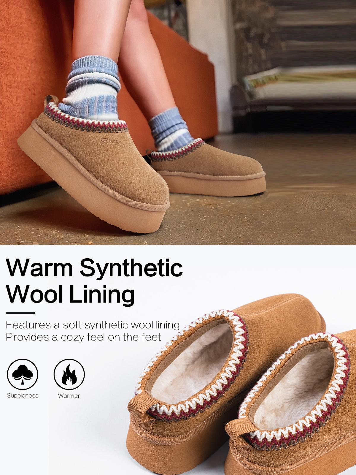 FITORY Platform Slippers for Women, Mini Winter Short Ankle Boots with Fluffy Fur Lining Size 6-11【Plz Size Up】