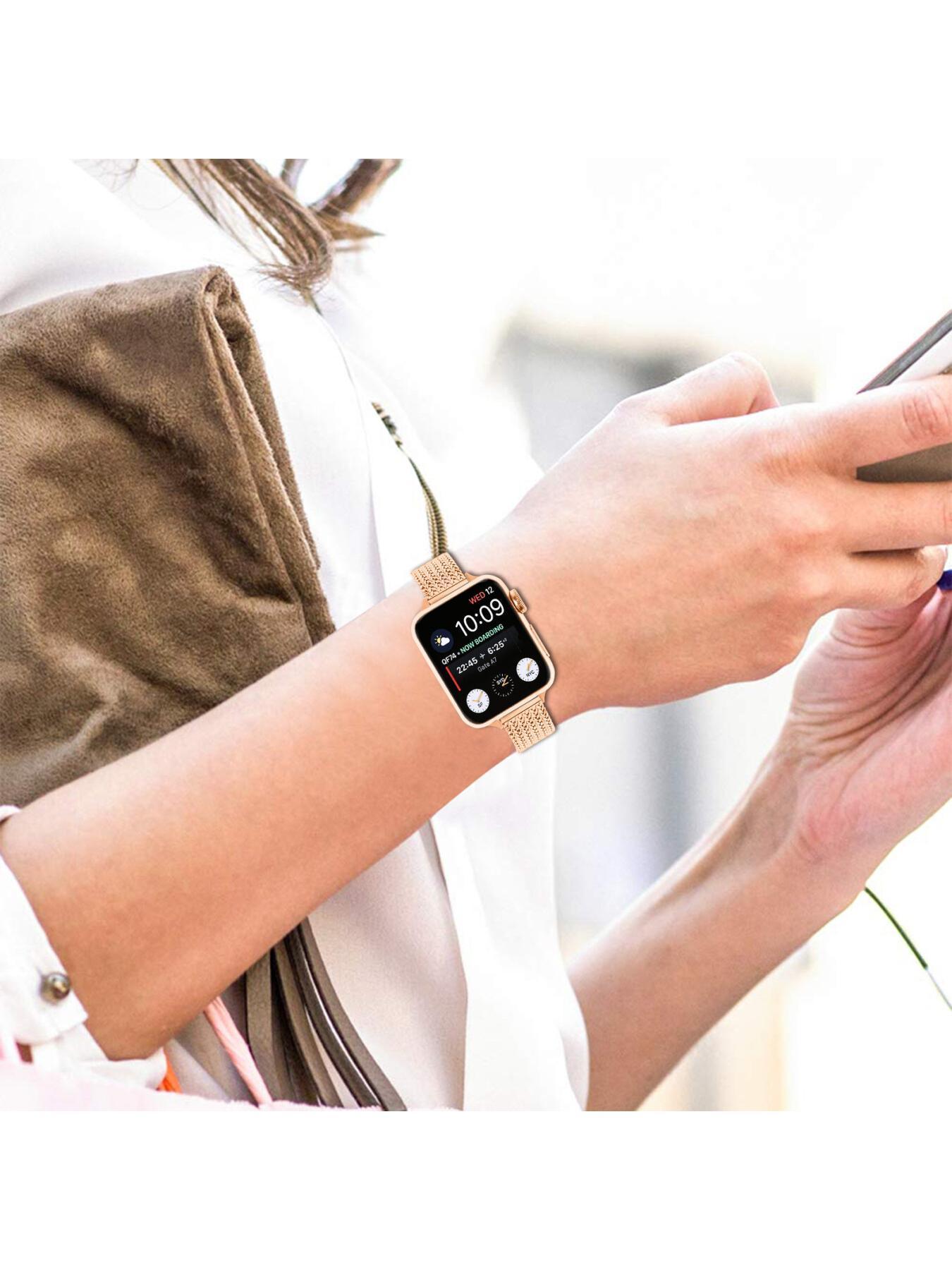 New strap compatible with Apple 1st to 11th generations, herringbone pattern magnetic folding clasp strap for Apple Watch Ultra