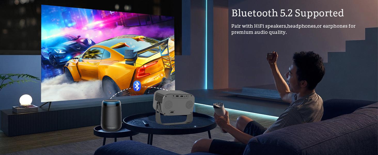 Mini Projector 4K 1080P Support Portable Smart Projector with Wifi and Bluetooth,Auto Focus&Keystone Projector 4K, Screen Movie Home Projector with Auto Keystone Adjustment for Laptops Audio Space projectors