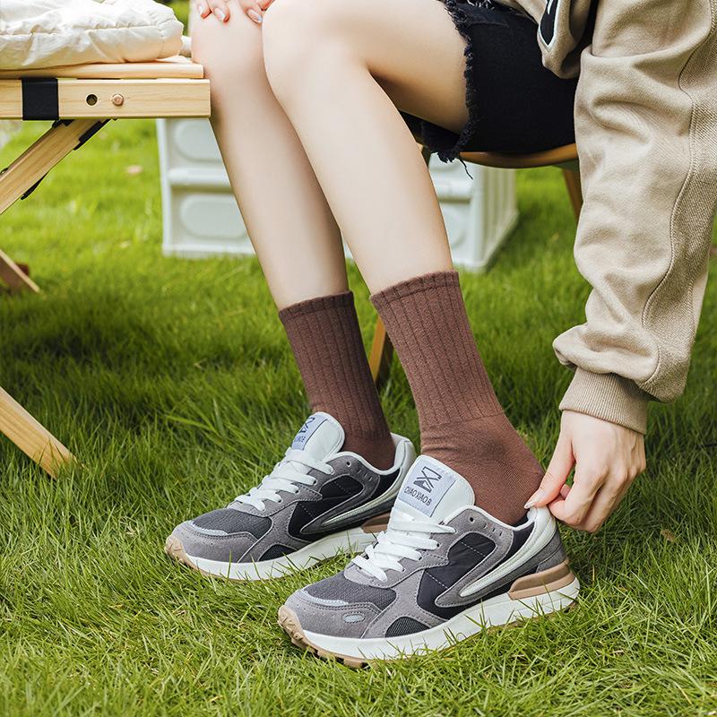 Mid Tube Socks , Vertical Stripes, Solid Color,   Sweat Absorbing Socks, Student Office Workers, Sports Long Socks, Soft Winter Womenswear Women