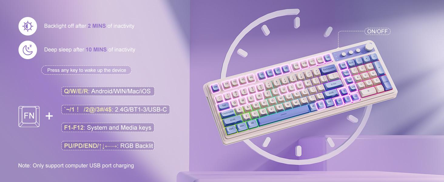 【TOP】AULA S99 Key Keyboard, Tri-Mode Bluetooth/2.4GHz/USB-C Cute Creamy Gaming Keyboard with Number Pad RGB Backlit, Media Knob Custom Mechanical Feel Computer Keyboard for MAC Xbox PC Gamer -Fixed Keycaps & Switches (Non-Replaceable) 【TOP】AULA S99 Key Keyboard, Tri-Mode Bluetooth/2.4GHz/USB-C Cute Creamy Gaming Keyboard with Number Pad RGB Backlit, Media Knob Custom Mechanical Feel Computer Keyboard for MAC Xbox PC Gamer -Fixed Keycaps & Switches (Non-Replaceable)