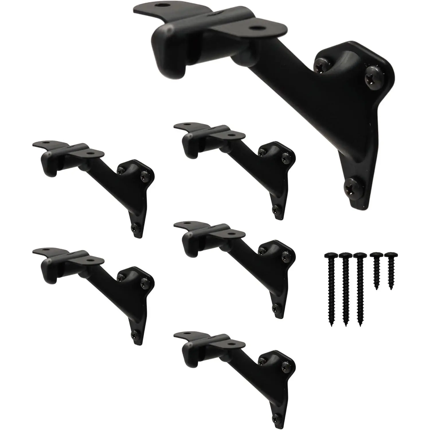 Handrail Brackets for Stairs, 3 Inch, Black, 6 Pack