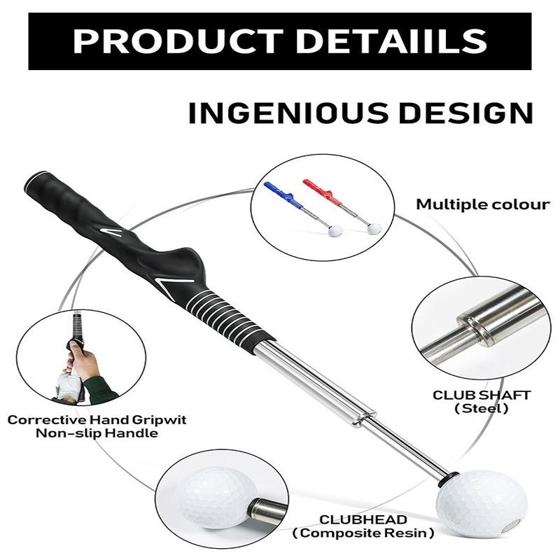 Golf Swing Practice Stick Adjustable Golf Indoor Swing Trainer Left Handed Right Handed Grip Compact Portable Rhythm Training Gesture Correction Golf Hitting Aid, Golf Training Aids