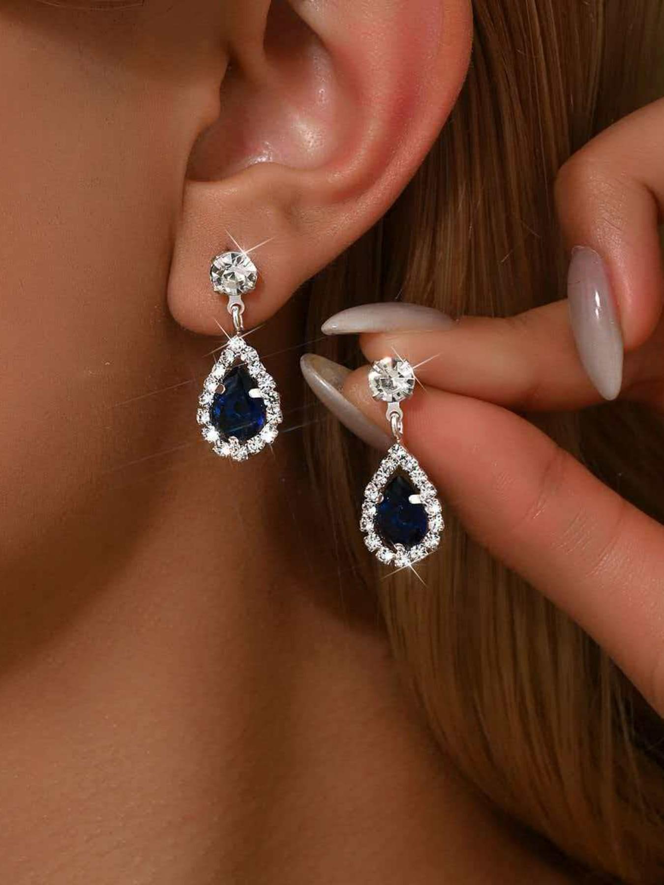 Luxury Teardrop Crystal Drop Earrings for Women, Sparkling Rhinestone Dangle Earrings, Elegant Bridal Wedding Jewelry, Party Prom Gift