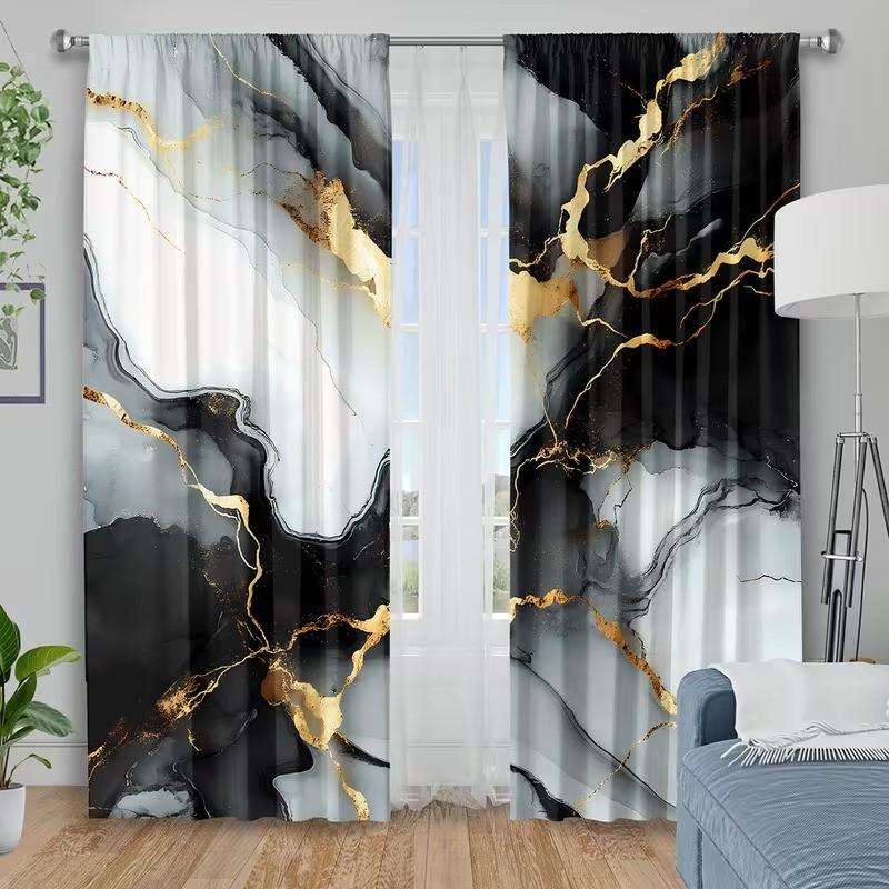 2 pieces of cartoon Bohemian-style printed curtains, made of polyester with semi-transparent texture, machine washable, suitable for bedrooms, living rooms and home decoration curtains.