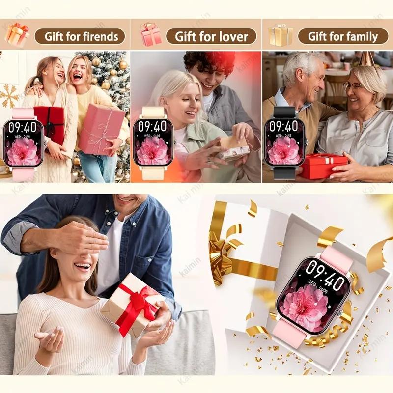 Smartwatch with Call Function - Wireless Call, Message Reminder, Pedometer & Calorie Tracking, Multiple Sports Modes, Weather Forecast, Wireless Connection, Comfortable, Unisex