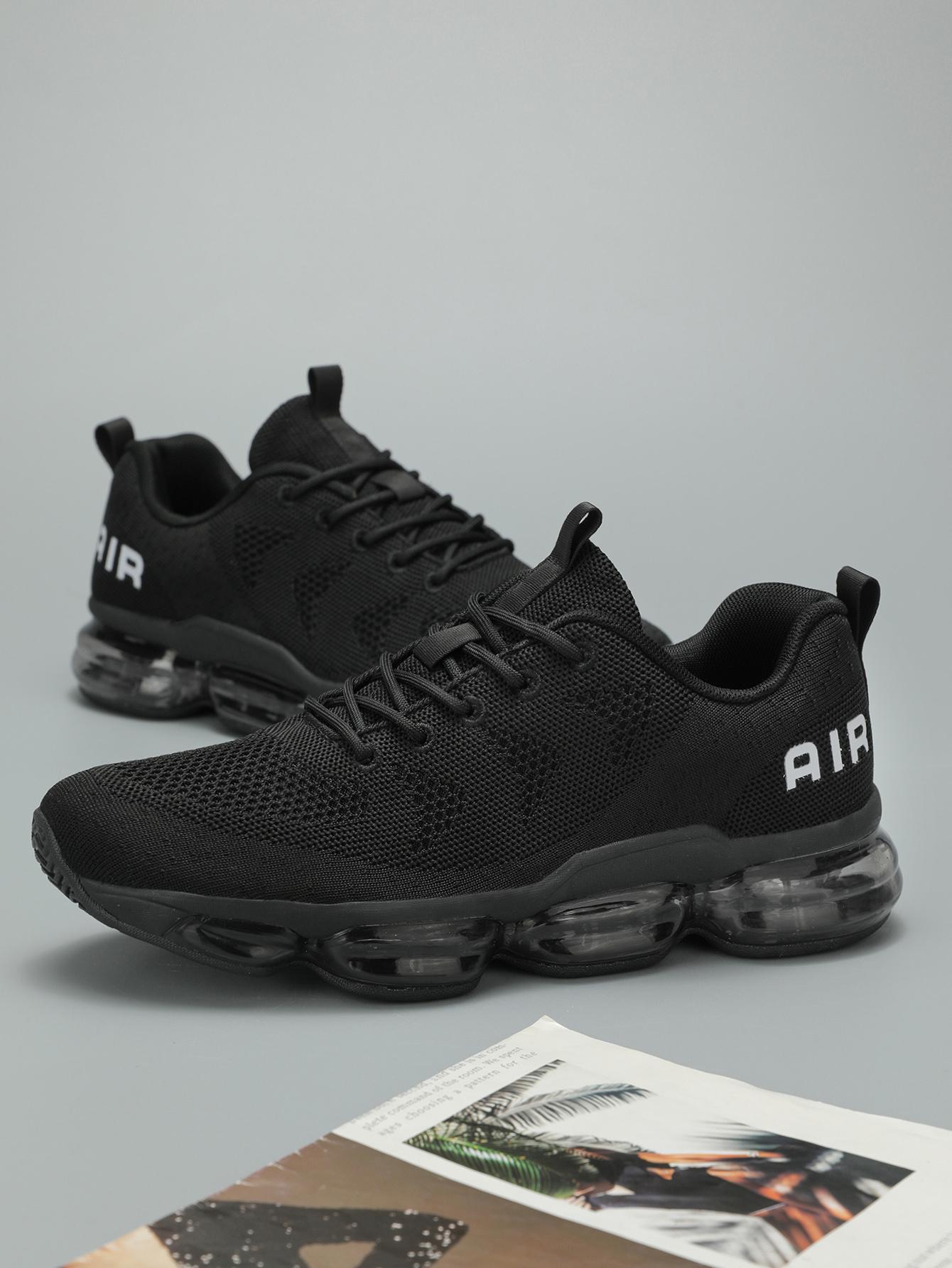 Men's Air Cushion Running Shoes Walking Jogging Fitness Gym Fashion Sneakers Lace Up Casual Comfortable Work Tennis Sport Athletic Trainers Black/Red