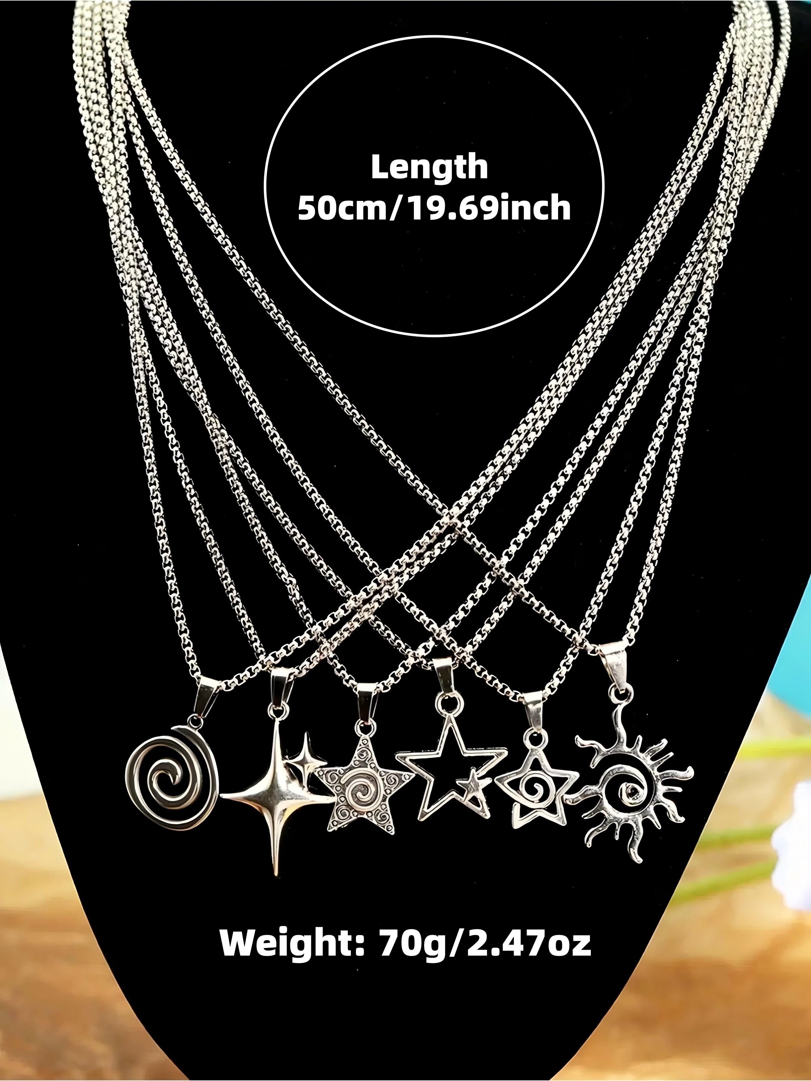 Vintage Gothic Stainless Steel Necklaces, 6pcs Necklace Set, Unisex Punk Fashion Accessories, Daily Wear & Special Occasions, Gift Ideas