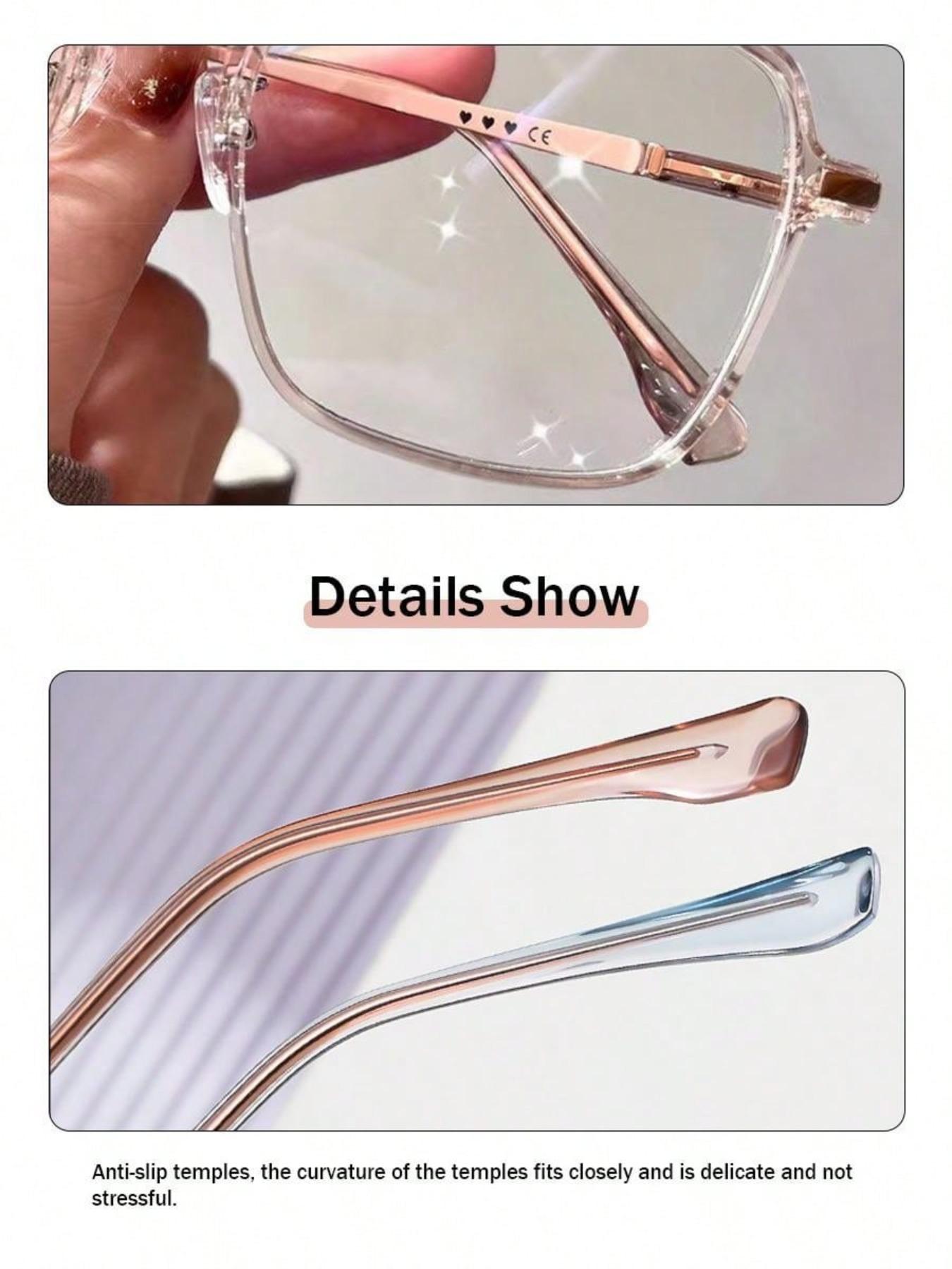 Women's Fashion Square Frame Eyeglasses, Classic Minimalist Eyeglasses for Everyday Use, Fashion Accessories for Outdoor Activities, Trendy Casual Eyeglasses